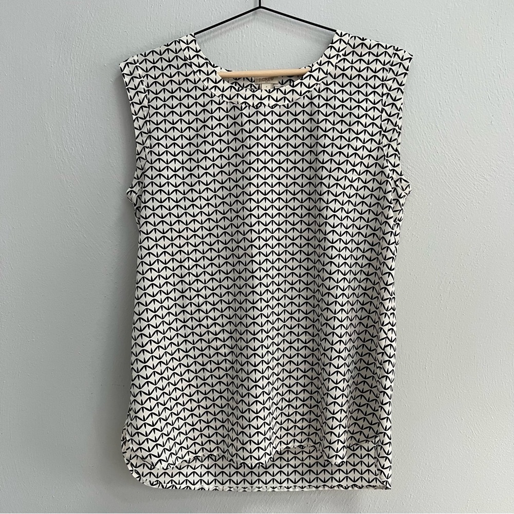 J. Crew Sleeveless Black and White Blouse
